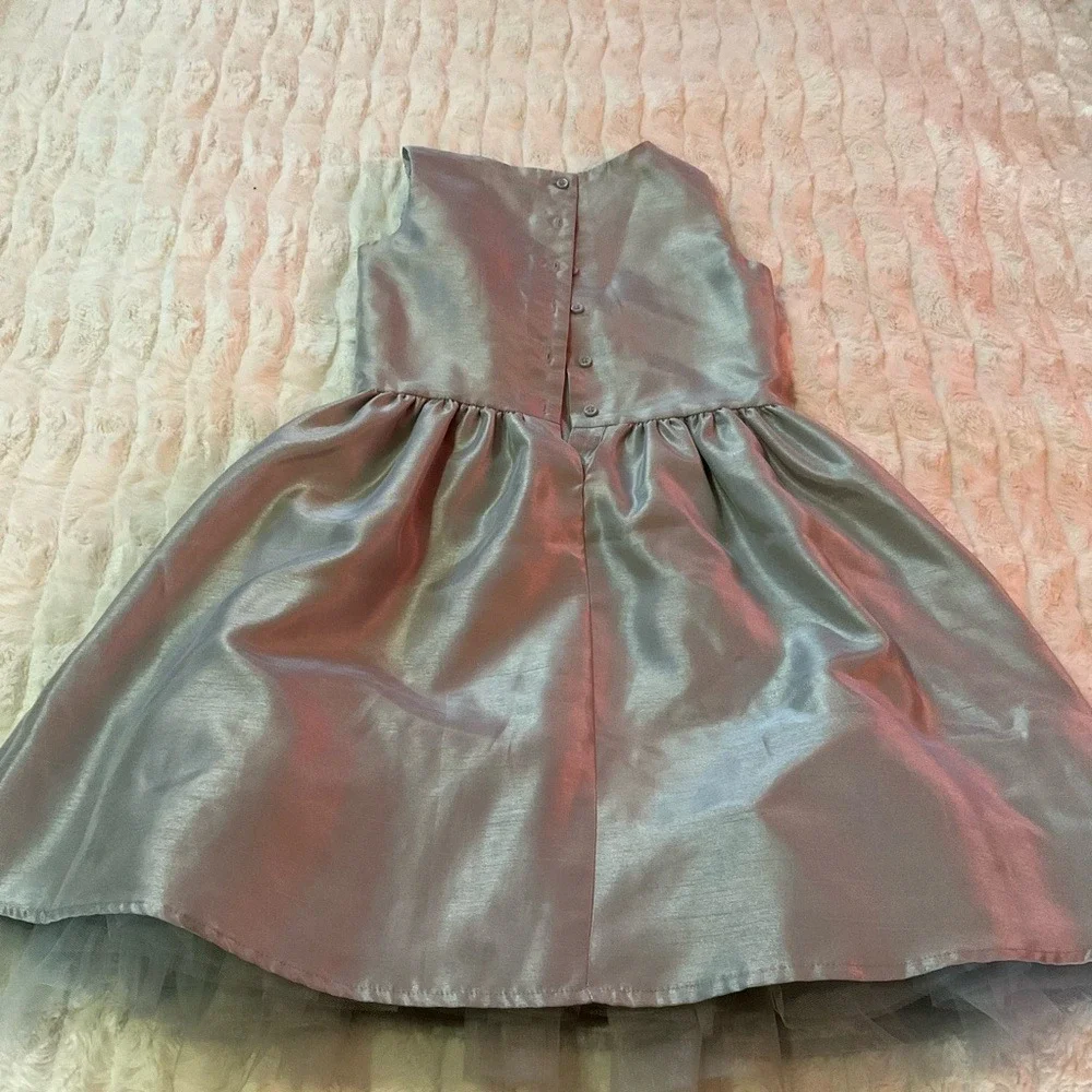 Gymboree Girls Silver Metallic Sequin Party Dress Size 8 Sleeveless Holiday Glam